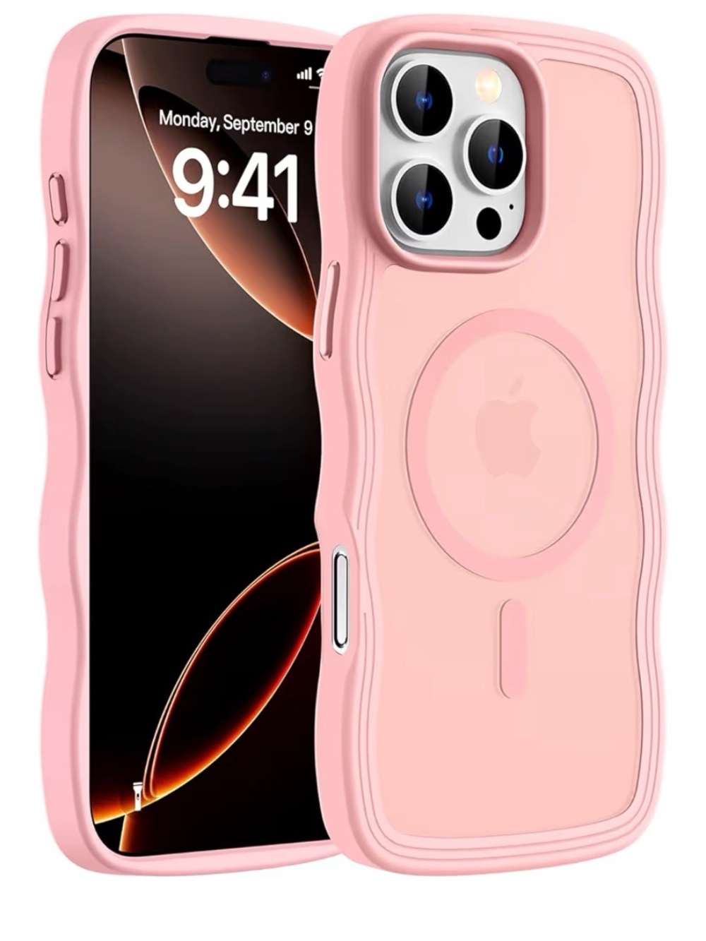 Curly Pink MagSafe Compatible Phone Case for iPhone 16 pro max light pink New